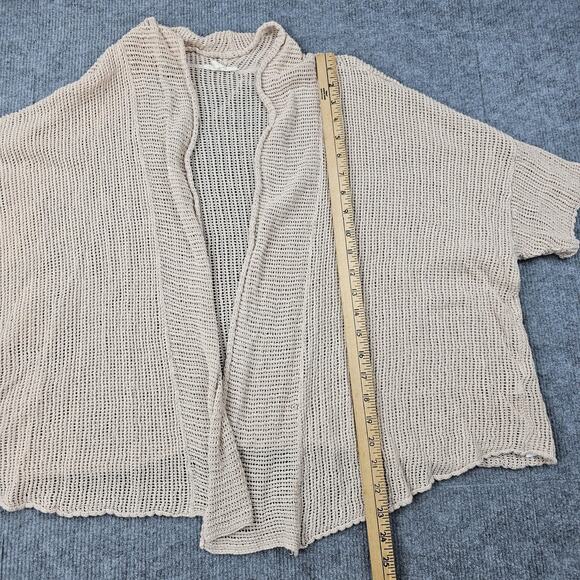 Eileen Fisher Cardigan Womens 3X Beige Organic Linen Open Front Knit Lightweight - Picture 3 of 7